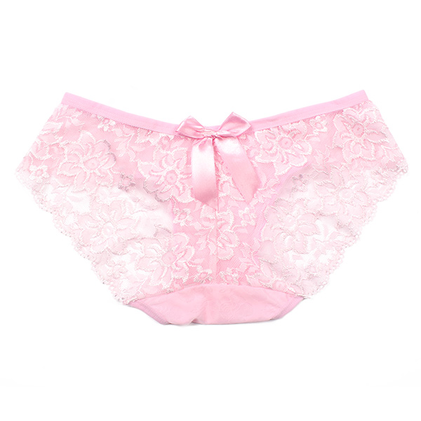 Sexy Low Waist Women See Through Panties Lace Floral Bow Knot Underwear